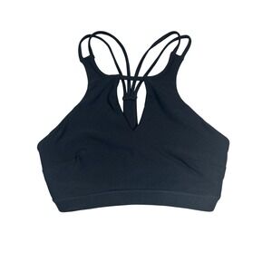 MPG Sport Womens Black High Neck Strappy Back Sports Bra Size XS Keyhole Cutout